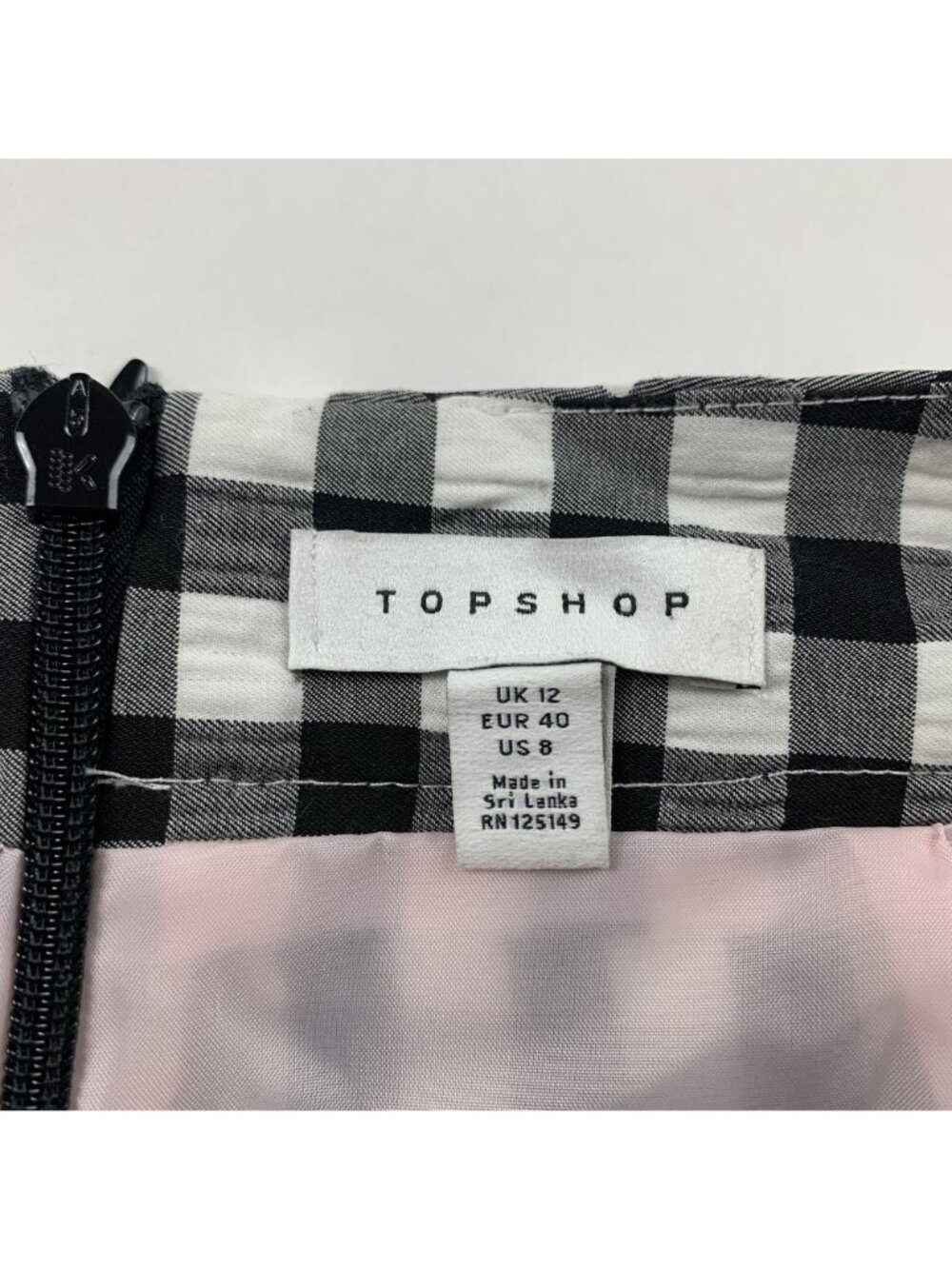 Topshop Black White Gingham Checkered Mini Skirt 8 - Picture 4 of 7